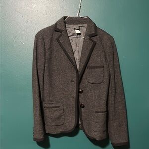 J. Crew Gray Wool-Blend Blazer with Notched Lapel